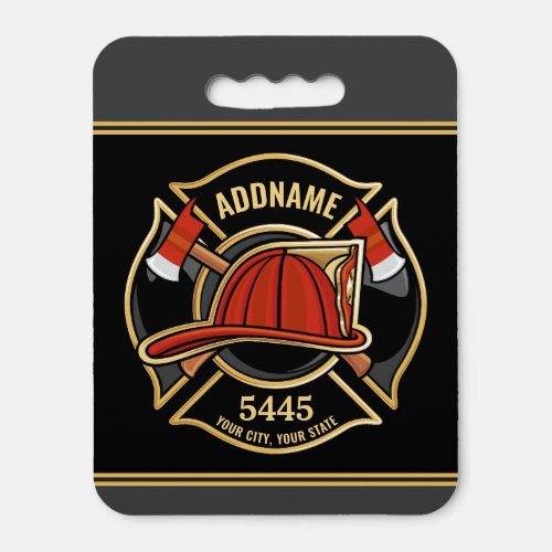Firefighter ADD NAME Fire Station Department Badge Seat Cushion