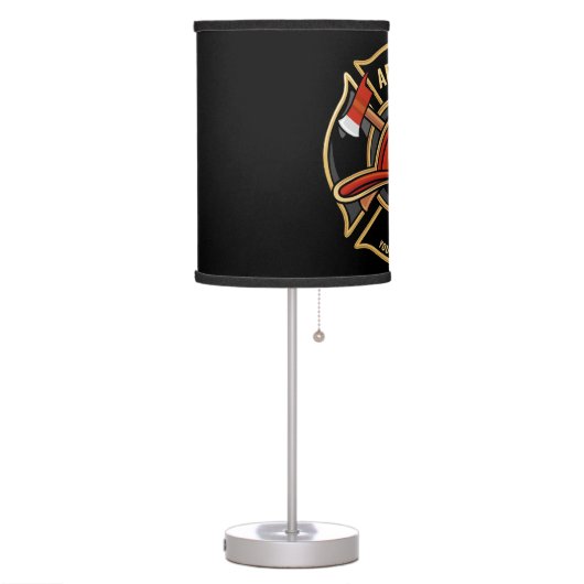 Firefighter ADD NAME Fire Station Department Badge Table Lamp (Left)