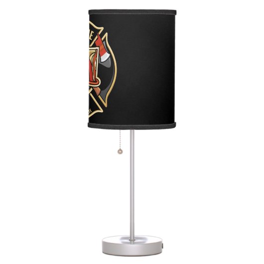 Firefighter ADD NAME Fire Station Department Badge Table Lamp (Right)