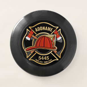 Firefighter ADD NAME Fire Station Department Badge Wham-O Frisbee