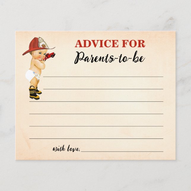 Firefighter Advice for Mom & Dad Baby Shower Card Flyer (Front)