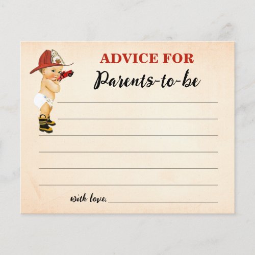 Firefighter Advice for Mom  Dad Baby Shower Card Flyer