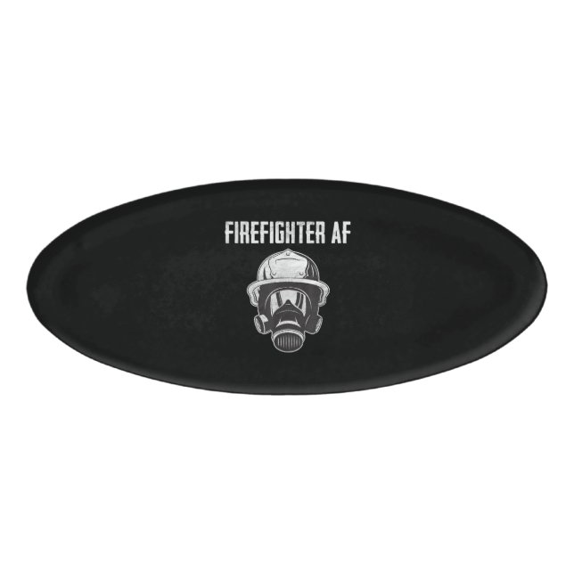 Firefighter AF | Gas Mask | Funny Firefighter Name Tag (Front)