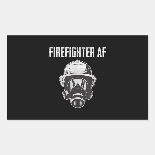 Firefighter AF | Gas Mask | Funny Firefighter Rectangular Sticker (Front)