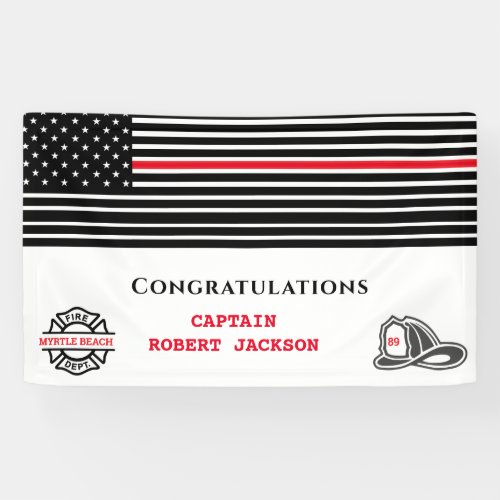 Firefighter America Flag Red Line Congratulation   Banner