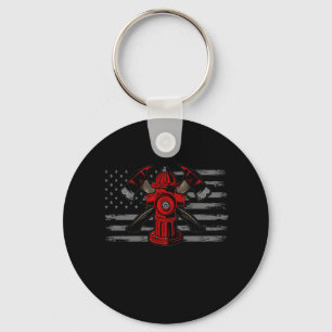 Firefighter American Flag Ax Keychain