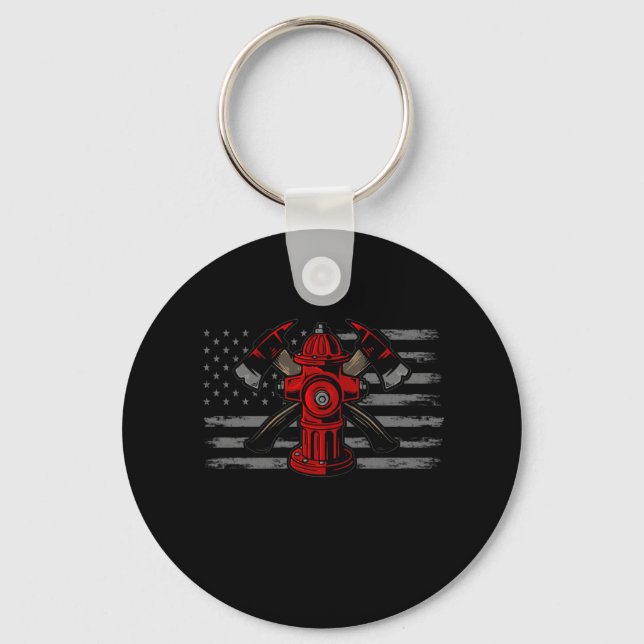 Firefighter American Flag Ax Keychain (Front)