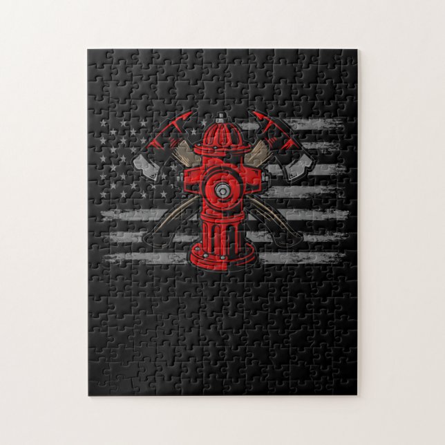 Firefighter American Flag Axe Jigsaw Puzzle (Vertical)