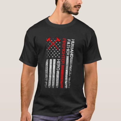 Firefighter American Flag Axe Thin Red Line Patrio T_Shirt