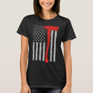 Firefighter American Flag Axe Thin Red Line Patrio T-Shirt