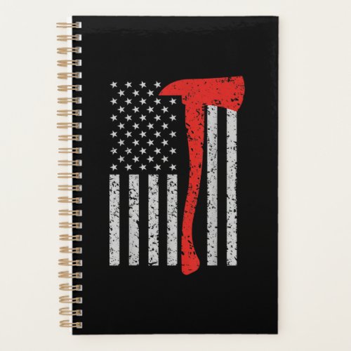 Firefighter American Flag Axe Thin Red Line Planner