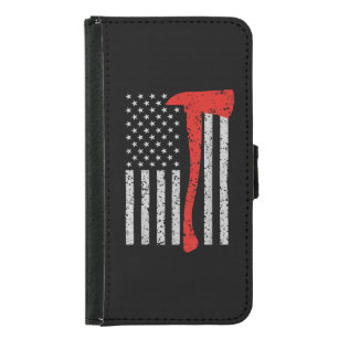 Firefighter American Flag Axe Thin Red Line Samsung Galaxy S5 Wallet Case
