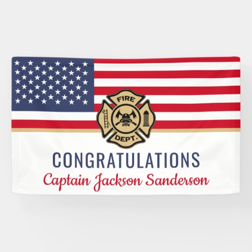 Firefighter American Flag Congrats Retirement Banner