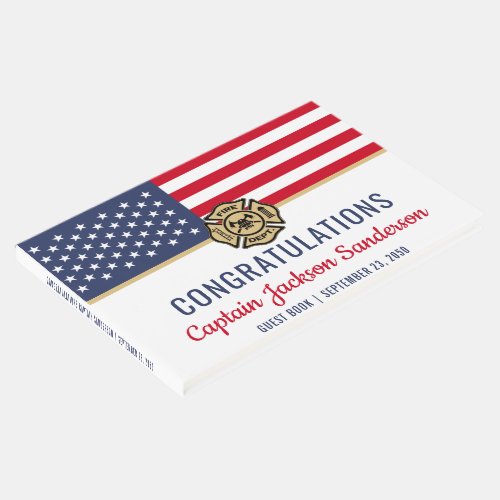 Firefighter American Flag Congrats Retirement Guest Book