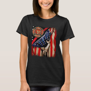 Firefighter American Flag Firefighter Vibes Labor  T-Shirt