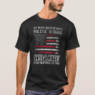Firefighter American Flag Husband Fireman Firefigh T-Shirt