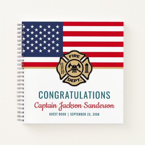 Firefighter American Flag Retirement Guest Book