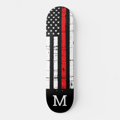 Firefighter American Flag Thin Red Line Firemen Skateboard