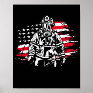 Firefighter American Flag Thin Red Line  Poster