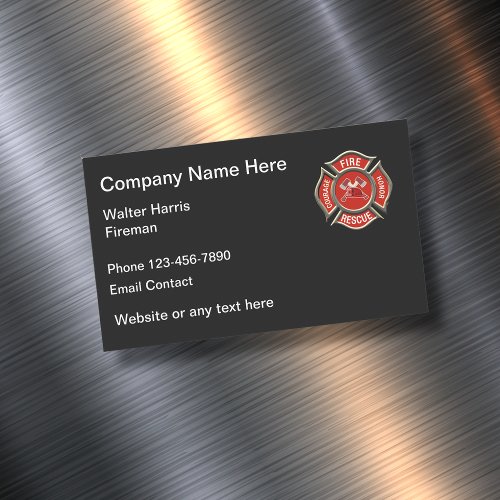 Firefighter And Fireman Logo Business Card Magnet