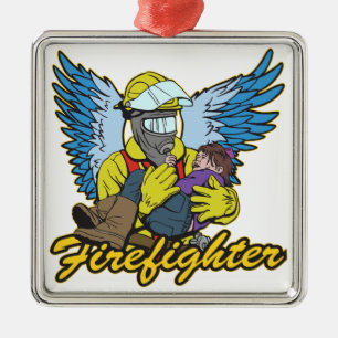 Firefighter Angel Metal Ornament