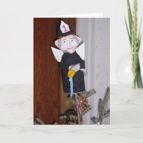 Firefighter Angel on Tree_Top Christmas Card