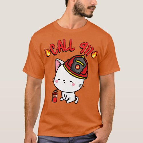 Firefighter Angora cat T_Shirt