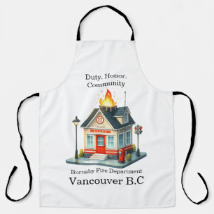 Firefighter at Station 22 at twilight Apron