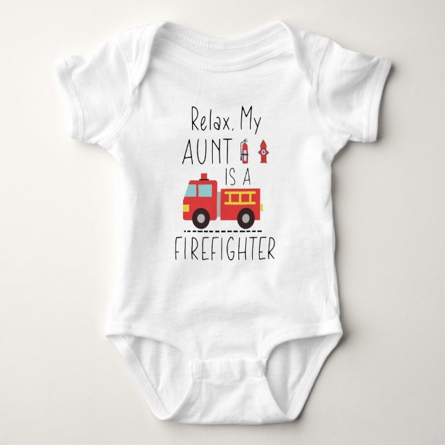 Firefighter Aunt - My Aunt is a Firefighter Baby Bodysuit (Front)