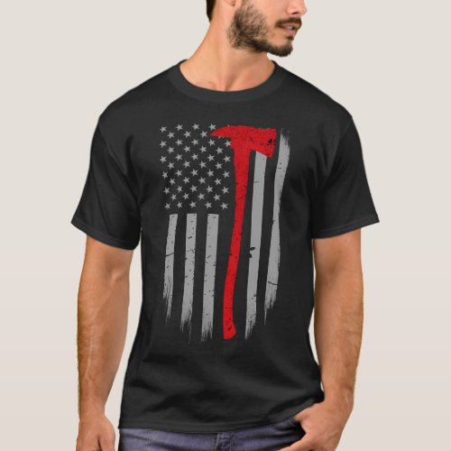 Firefighter Axe Thin Red Line Support T_Shirt