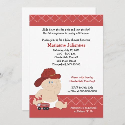 Firefighter Baby Boy Baby Shower Invitation