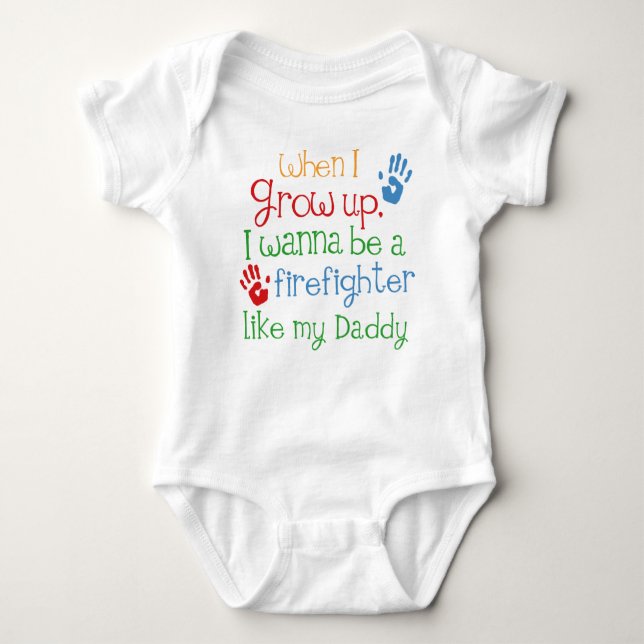 Firefighter Baby Handprints Bodysuit (Front)