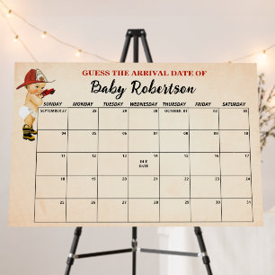 Firefighter Baby Shower Guess Due Date Calendar Foam Board