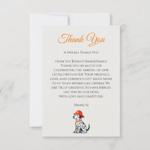 Firefighter Baby Shower Thank You Card