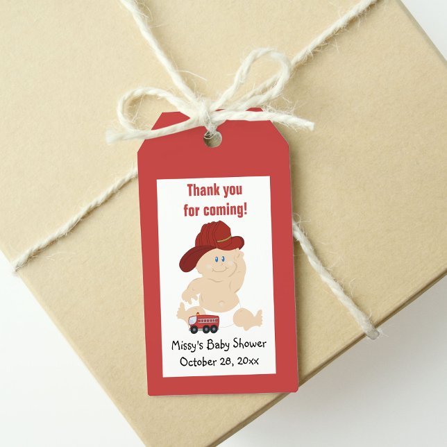 Firefighter Baby Shower Thank You Favor Tag (Baby Firefighter Thank you Favor tags for a baby shower)