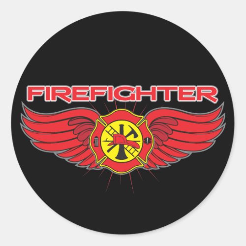 Firefighter Badge and Wings Classic Round Sticker