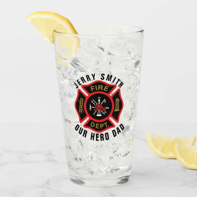 Firefighter Badge Custom Text Name Personalized Glass (Front Ice)