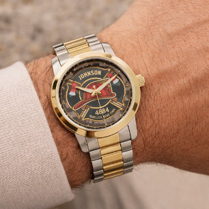 Firefighter Badge Fireman Fire Department USA Flag Watch