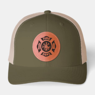 Firefighter Badge Leather Patch Hat