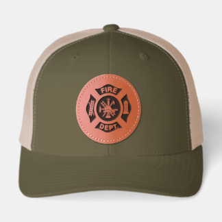 Firefighter Badge Leather Patch Hat