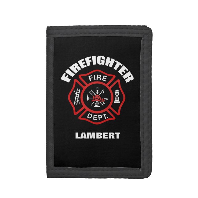 Firefighter Badge Name Template Tri-fold Wallet (Front Vertical)