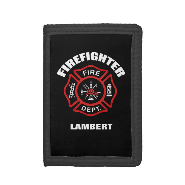 Firefighter Badge Name Template Trifold Wallet | Zazzle