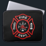 Firefighter Badge Red Laptop Sleeve<br><div class="desc">Red Fire Department logo badge. Great for firemen and first respondents.</div>