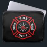 Firefighter Badge Red Laptop Sleeve<br><div class="desc">Red Fire Department logo badge. Great for firemen and first respondents.</div>