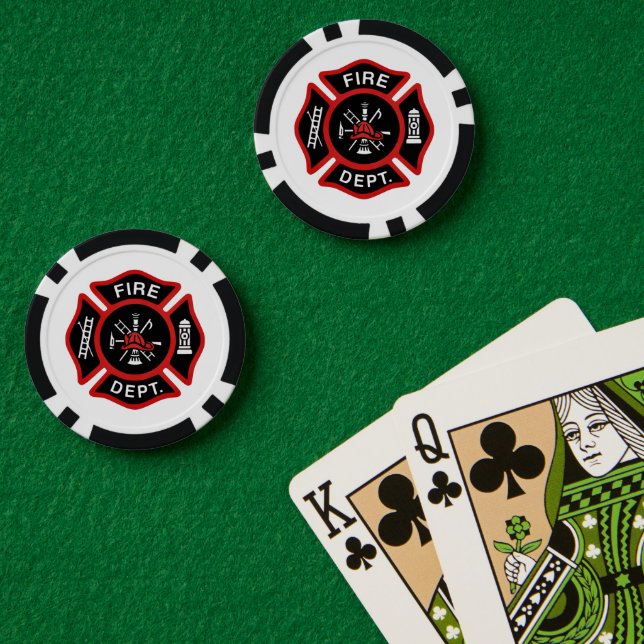 Firefighter Badge Red Poker Chips (Poker Table (Double))