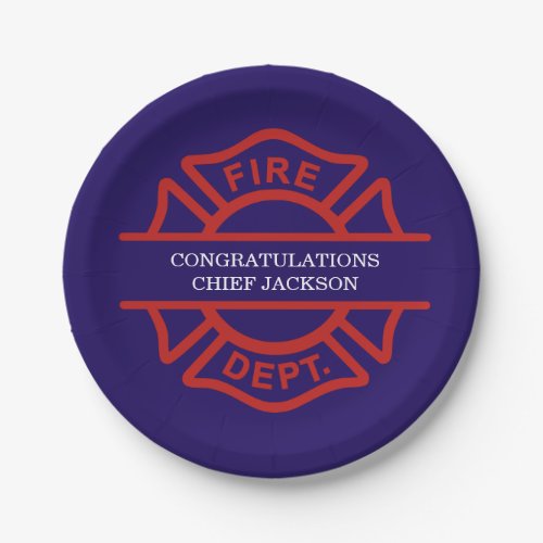 Firefighter Badge Retirement Paper Plate