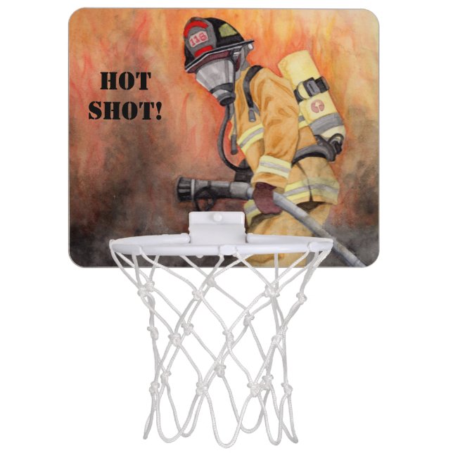 Firefighter Basketball Trash Shot Gift For Him Mini Basketball Hoop (Front)