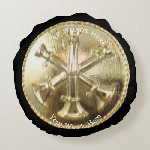 Firefighter Battalion Chief Gold Medallion Round Pillow