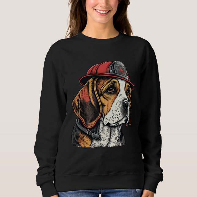 FireFighter Beagle Dog For Beagle Dad Fire Fighter Sweatshirt (Front)
