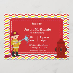 Firefighter birthday boy invitation